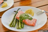 Basil Walnut Pesto Baked Salmon Fillet with Marinade