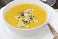 Creamy Pumpkin Soup with Toasted Walnuts and Crispy Toast