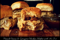 French Onion and Gruyère Chicken Sliders with Savory Au Jus