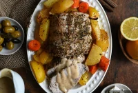 Greek Lemon Pork Roast with Crispy Lemon Potatoes