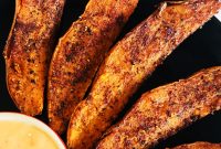 Crispy Baked Sweet Potato Wedges with Garlic Herb Dip