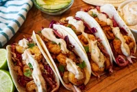 Cilantro-Lime Shrimp Tacos with Creamy Avocado Slaw
