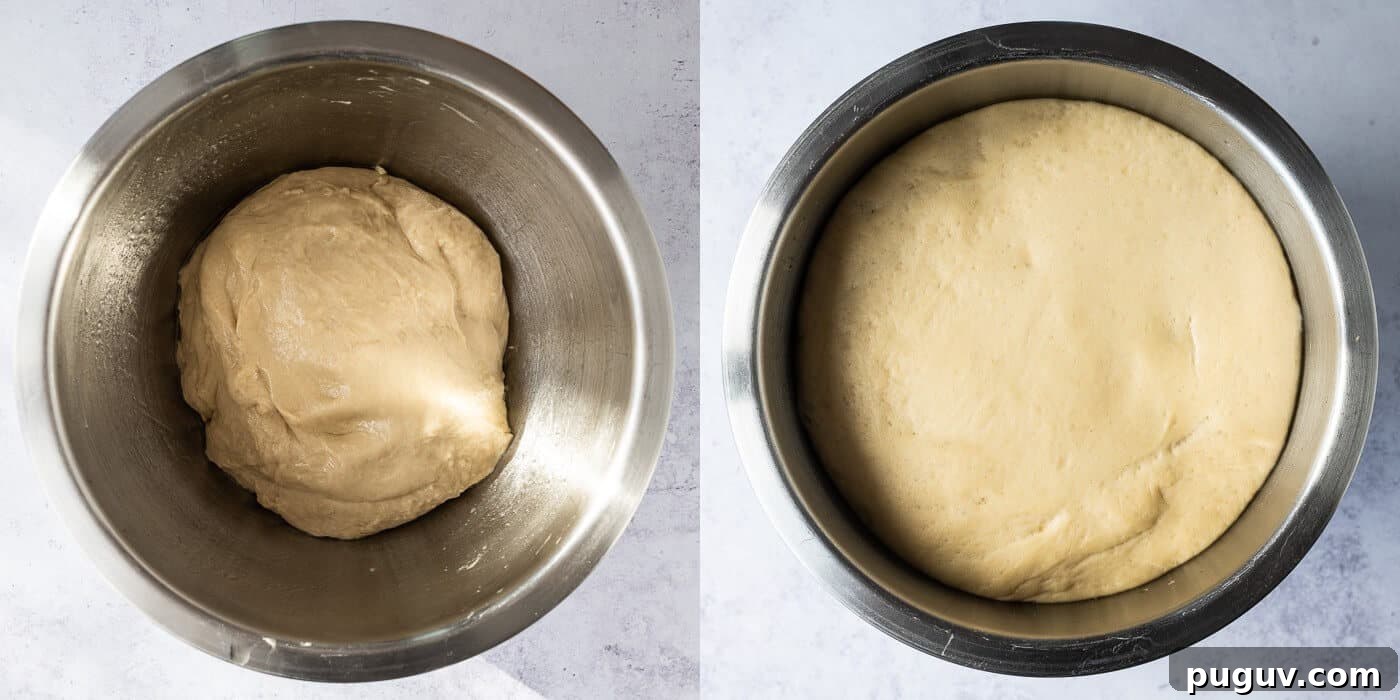 Vegan Maple Pecan Bread Wreath Recipe for Holiday Brunch 3 step 2 - letting the dough rise