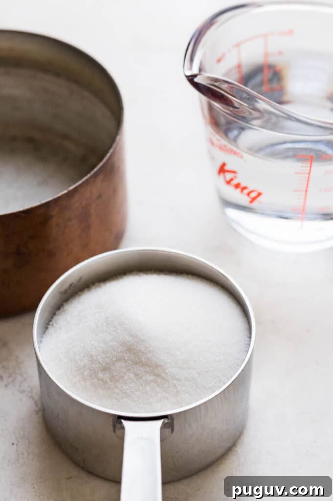 Ingredients to make sugar syrup.