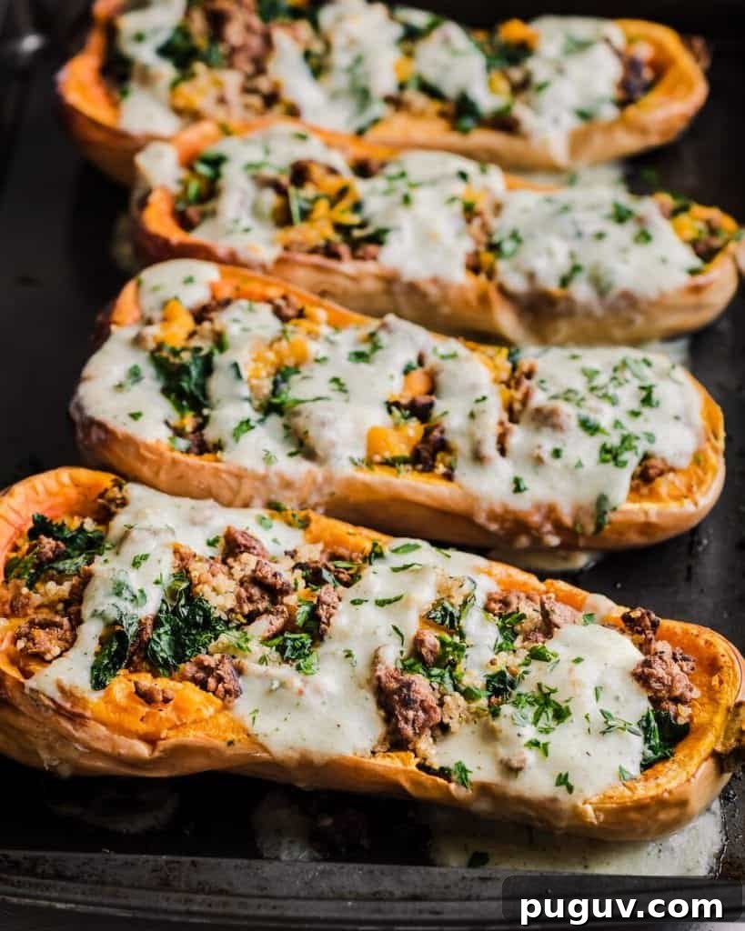 Vegan Sausage Stuffed Butternut Squash