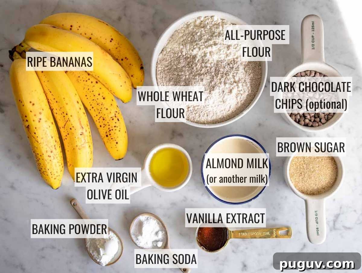 Moist Banana Bread Recipe with Whole Grain and Yogurt 5 INGREDIENTS for healthy banana bread