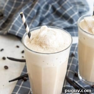 Copycat Vanilla Coffee Frappuccino Recipe for Cafe-Style Blended Drink 13 vanilla coffee frappuccino recipe in two glasses from side