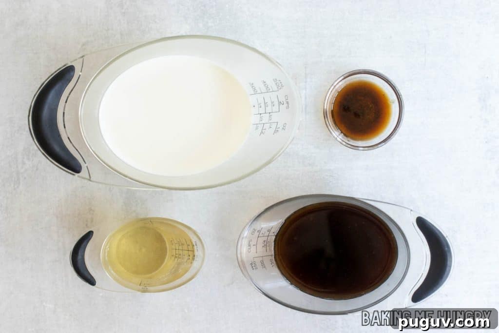 Copycat Vanilla Coffee Frappuccino Recipe for Cafe-Style Blended Drink 4 ingredients in measuring cups