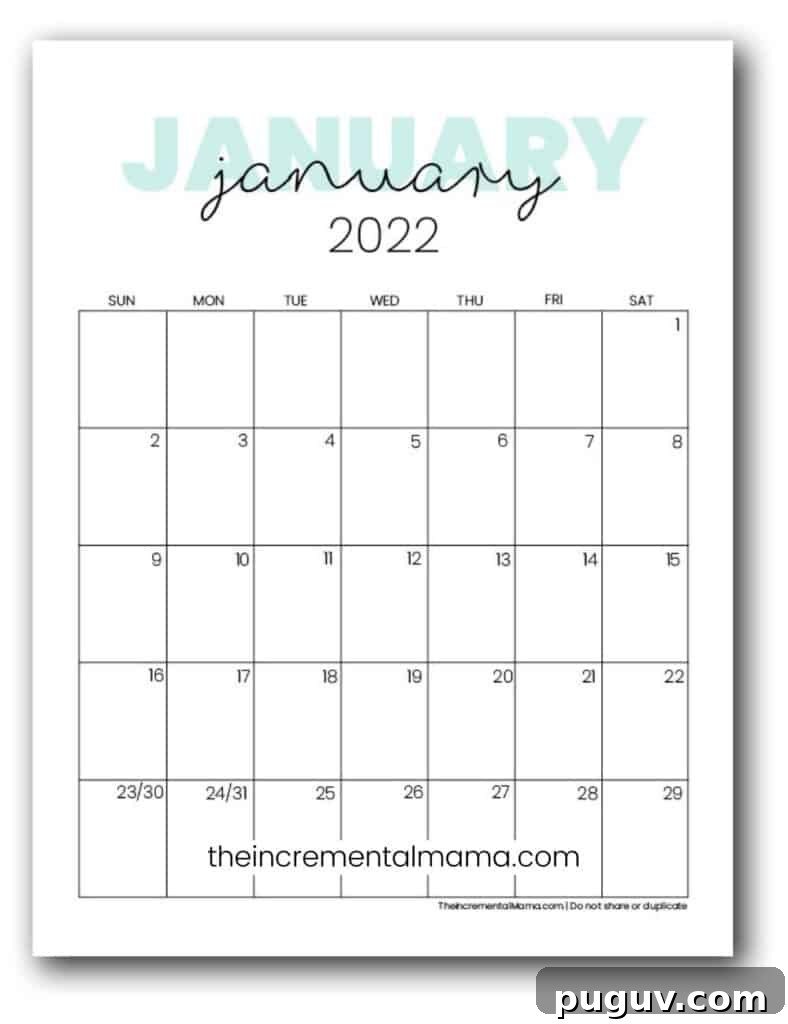 free printable 2022 calendars