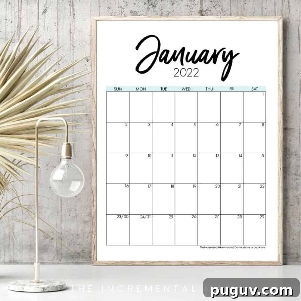 2022 calendar template
