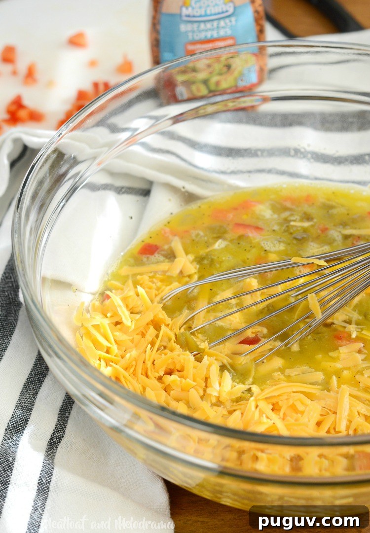 Southwest egg muffin cups whisk in bowl