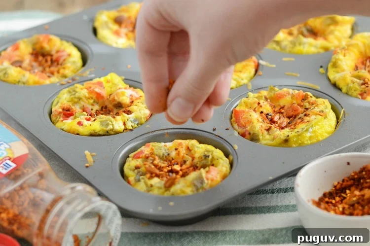 add good morning breakfast toppers to southwest egg muffin cups 