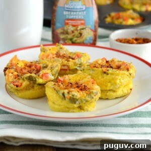 Southwest egg muffin cups on red and white plate