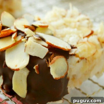 Chocolate Dipped Coconut Almond Macaroons on a cooling rack