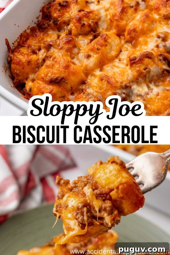 You will love this quick and easy Sloppy Joe Biscuit Casserole! This cheesy, saucy, and savory weeknight dinner recipe cooks in just 30 minutes and will become a family favorite for years to come!
