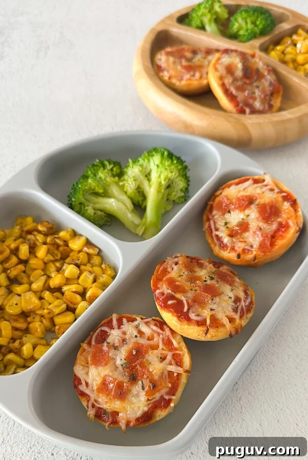 BBQ Chicken Naan Pizza Recipe: Crispy Naan, Tangy Sauce 11 Homemade bagel bites served with corn and broccoli.