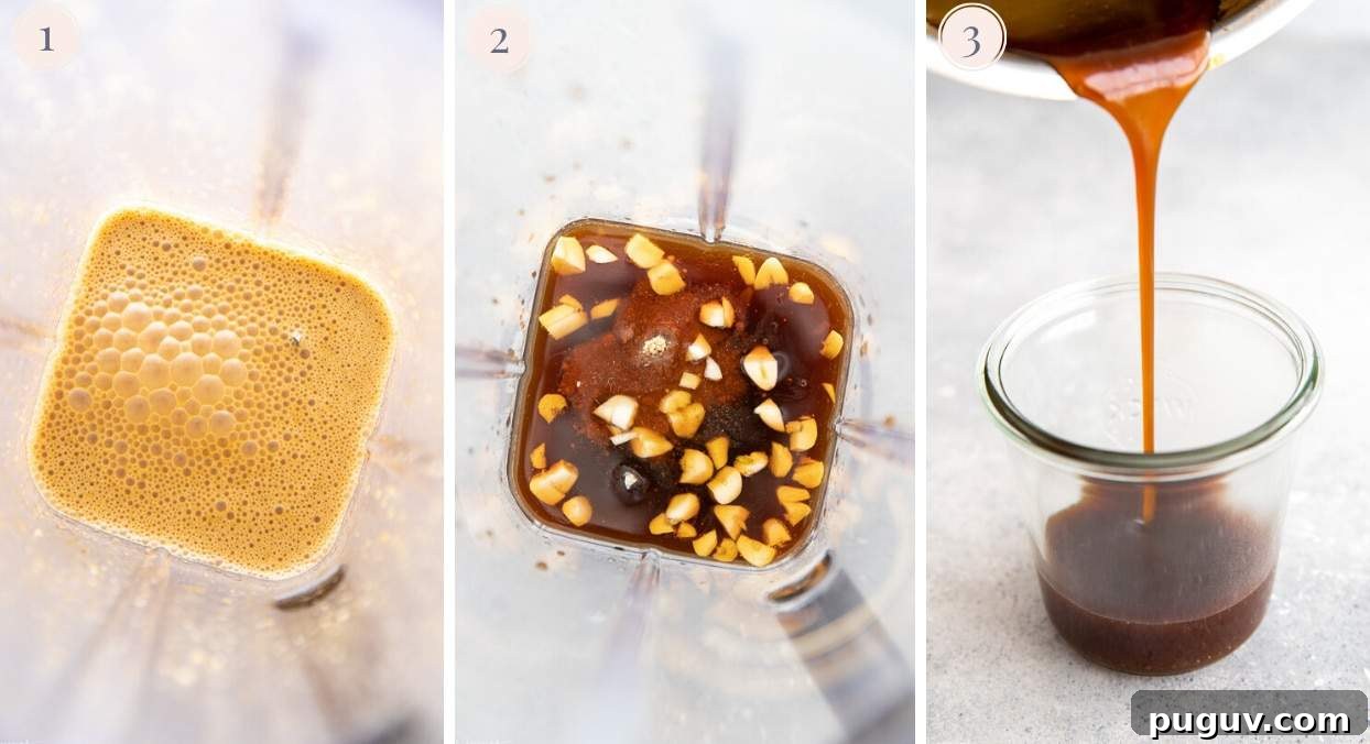 teriyaki sauce a picture collage showing how to make Whole30 teriyaki sauce in a blender