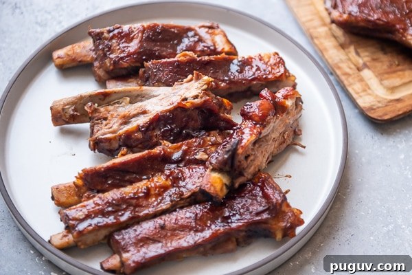 Cut Pork ribs on a plate