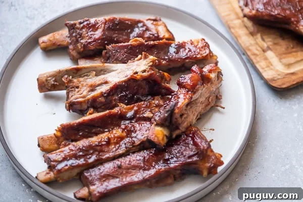 Cut Pork ribs on a plate