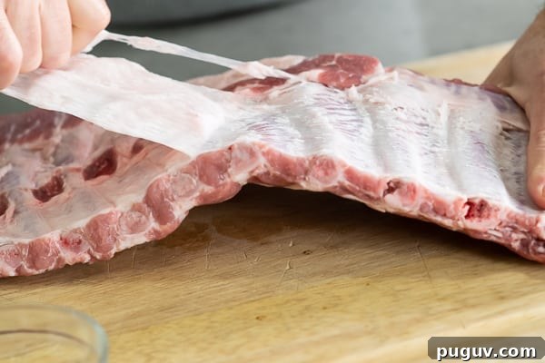 Removing silverskin from pork rib