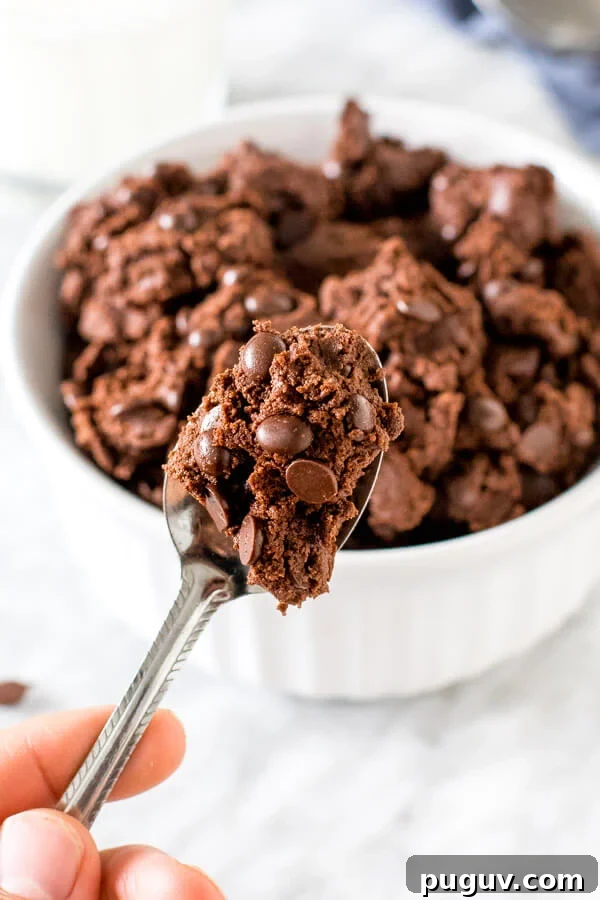 Edible Double Chocolate Cookie Dough Recipe for Safe Snacking 4 A spoonful of edible chocolate cookie dough