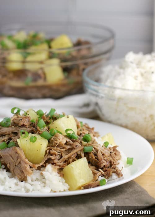 Pineapple Pulled Pork over Coconut Rice from EricasRecipes.com