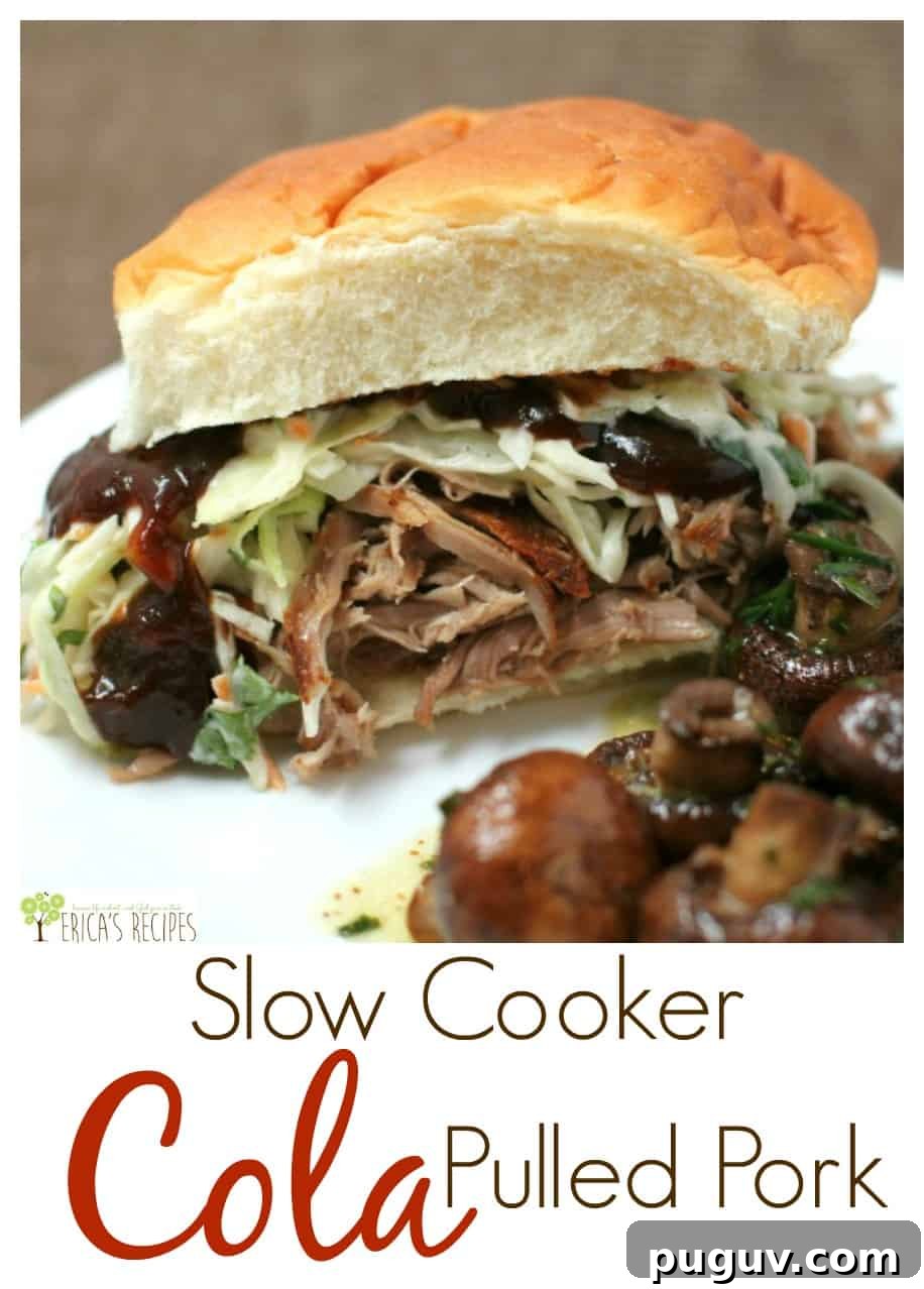 Slow Cooker Cola Pulled Pork from EricasRecipes.com