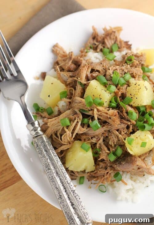 Pineapple Pulled Pork over Coconut Rice from EricasRecipes.com
