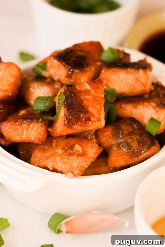 Honey Garlic Salmon Bites: Quick Glazed Salmon Appetizers 12 honey garlic salmon bites