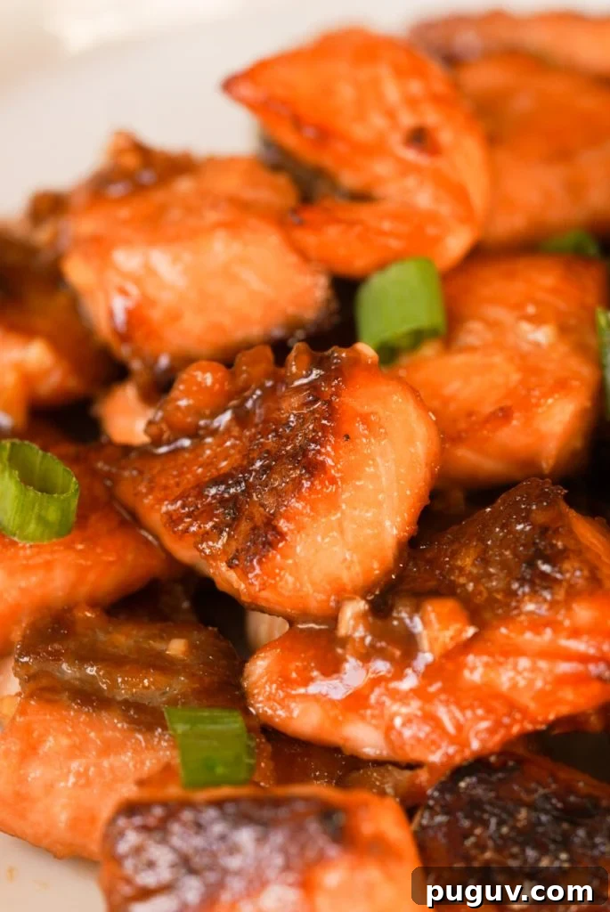 Honey Garlic Salmon Bites: Quick Glazed Salmon Appetizers 5 honey garlic glazed salmon bites