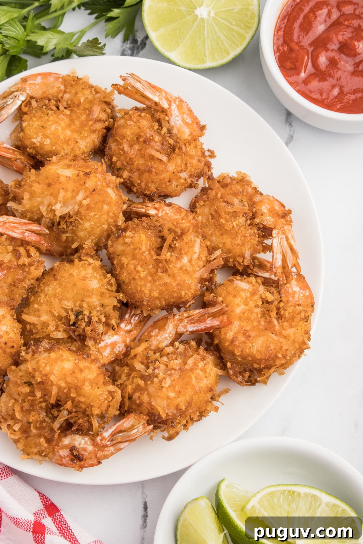 Fried coconut shrimp on a plate
