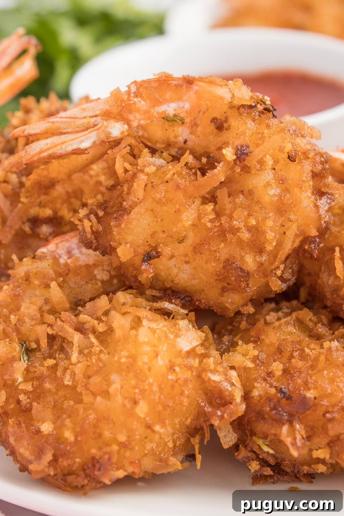 Close up of crispy coconut shrimp