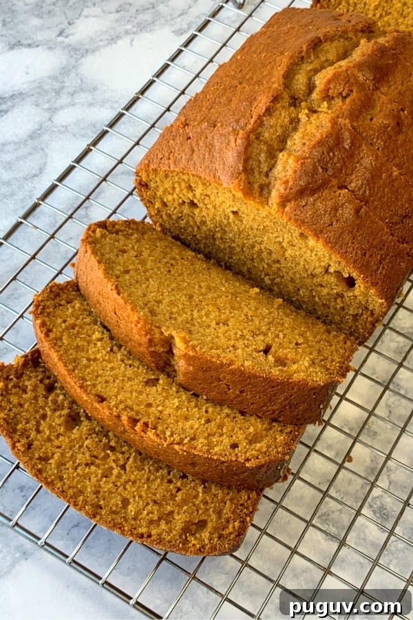 Moist Pumpkin Spice Quick Bread Recipe for Fall Baking 6 Warm pumpkin bread slices