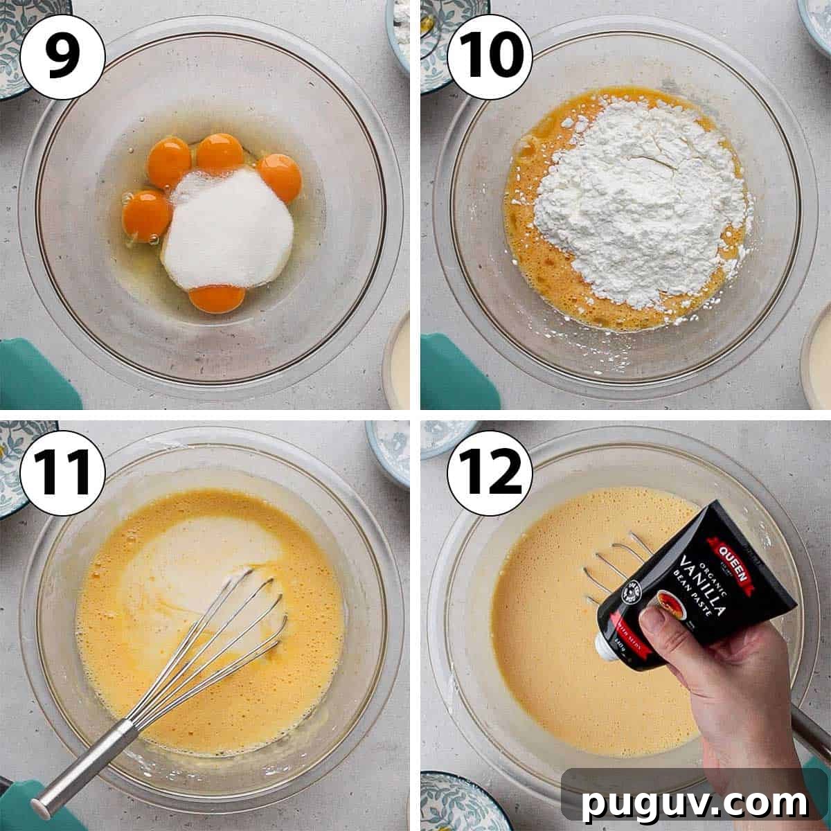 Process Shot Collage: preparing the custard filling.