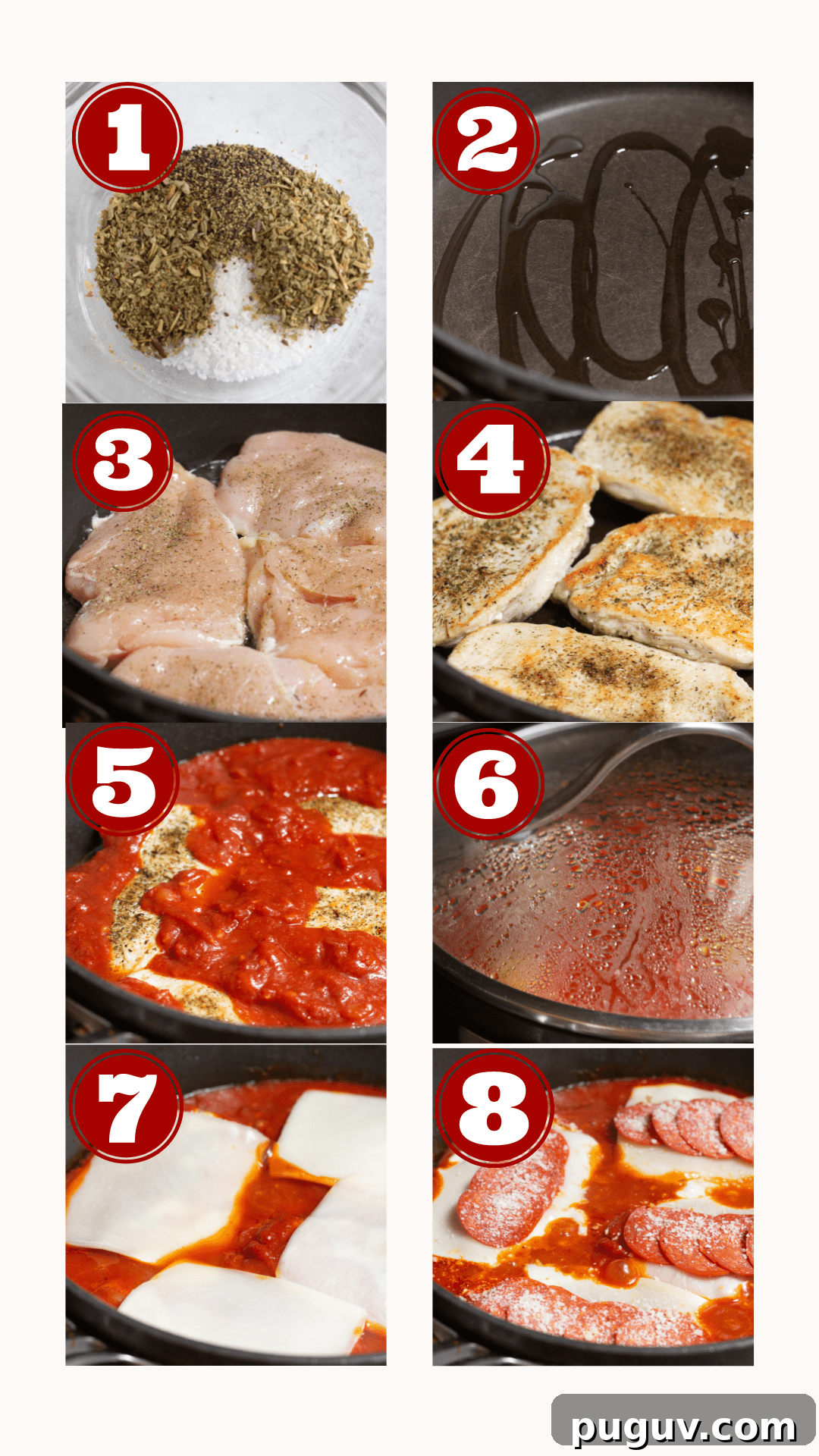 Pepperoni Pizza Chicken Skillet: One-Pan Family Dinner 4 8 steps for making pepperoni pizza skillet.
