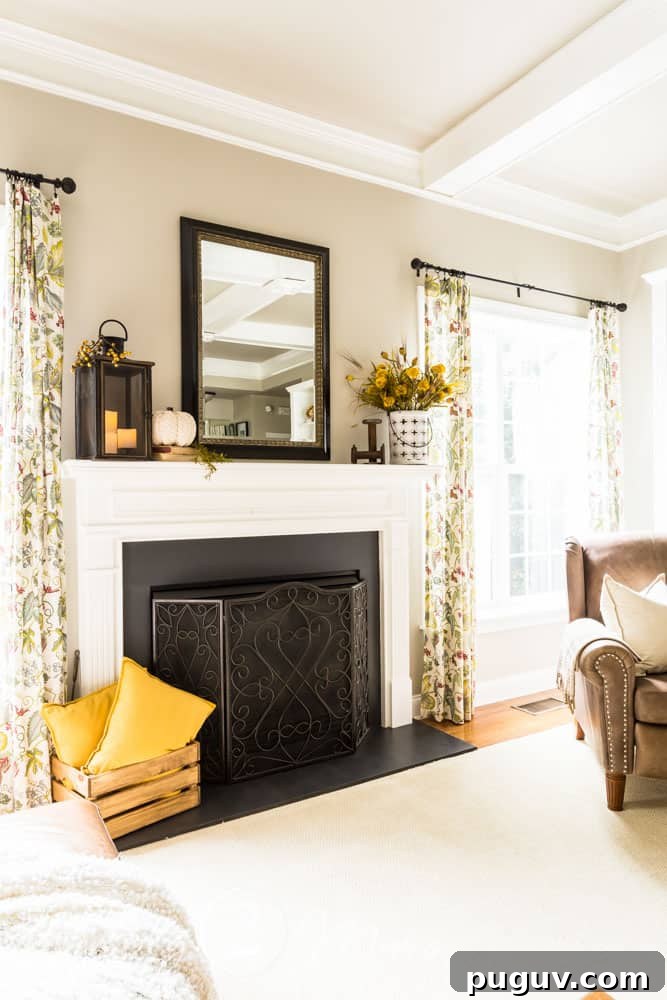 13 Stunning Ways to Add Fall Color to Your Home 5 fireplace mantel with fall floral arrangement