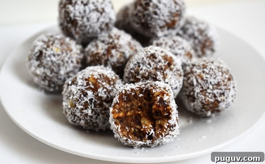 Maple Almond Energy Bites Recipe for Quick Natural Snacks 2 Maple almond bliss balls on a plate.