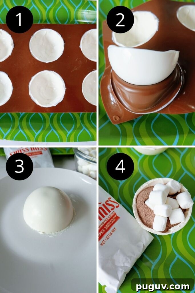 Pumpkin Spice Hot Chocolate Bombs Recipe for Cozy Fall Drinks 4 collage on how to make white chocolate bombs