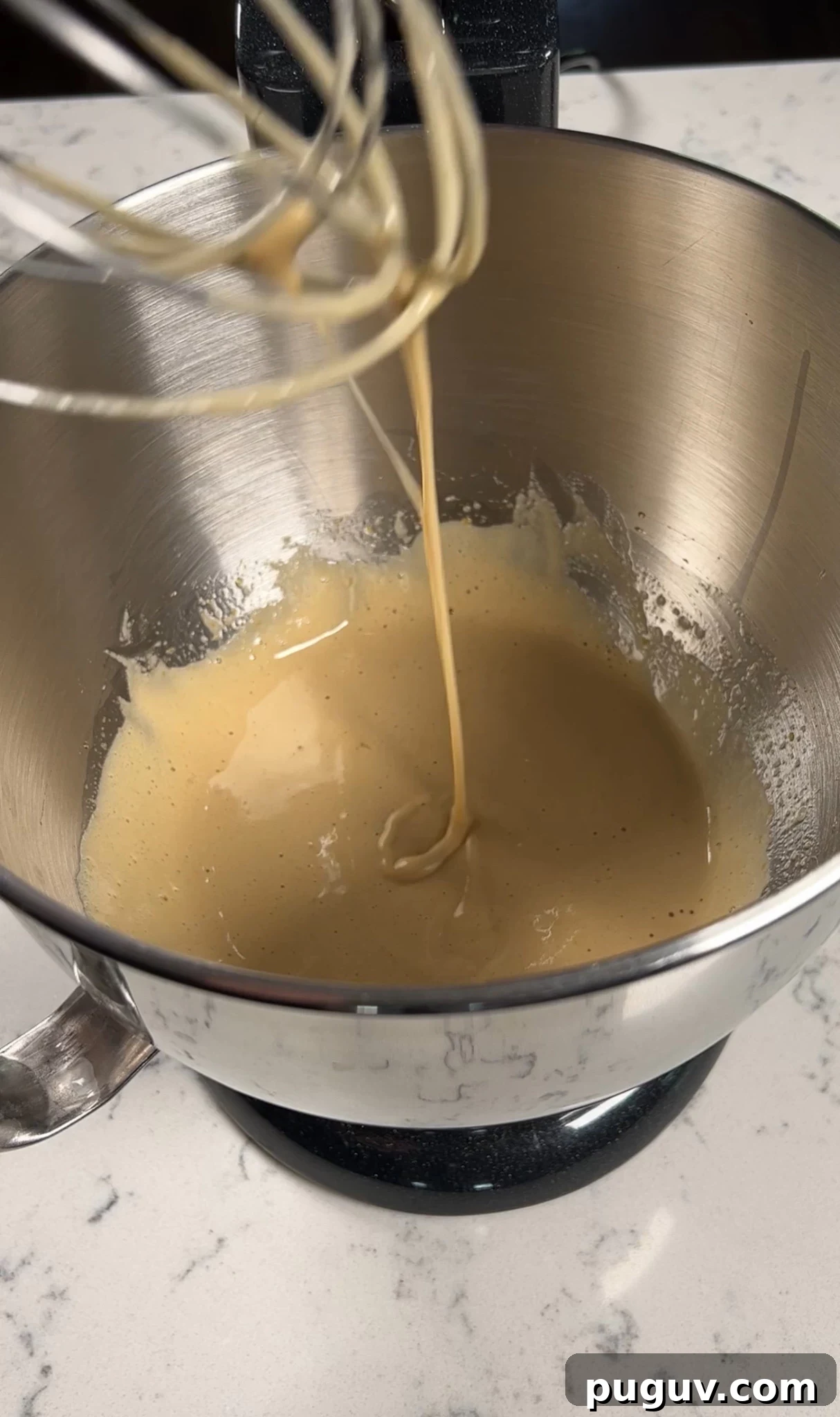 Eggs and sugar after whisking together.