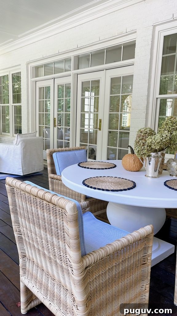 terrace round table on our deck