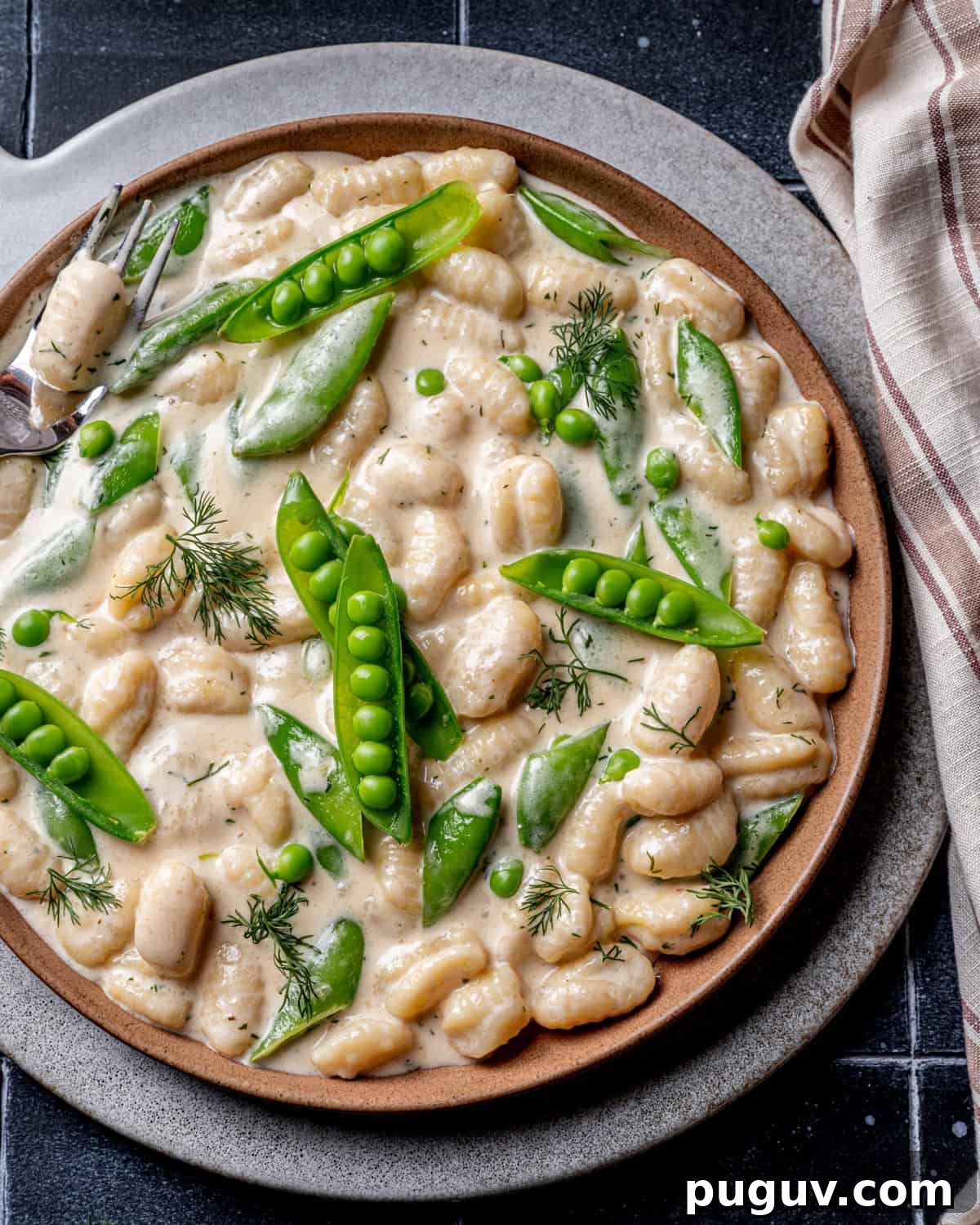 Spring Gnocchi with Sugar Snap Peas & Dill Cream Sauce 4 Spring Gnocchi with Sugar Snap Peas and Dill Cream Sauce