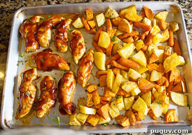 Sheet Pan BBQ Chicken with Crispy Roasted Potatoes 9 Sheet Pan BBQ Chicken and Veggies sized