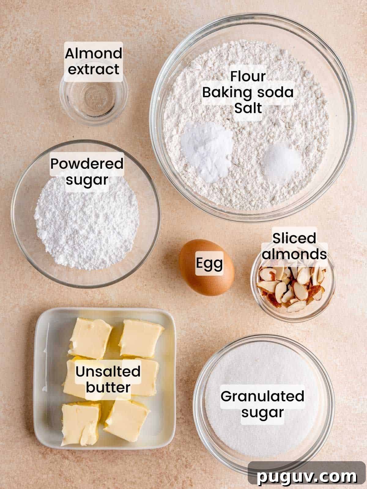 Soft Almond Sugar Cookies with Melt-In-Your-Mouth Texture 3 Ingredients needed to make soft almond sugar cookies with icing.