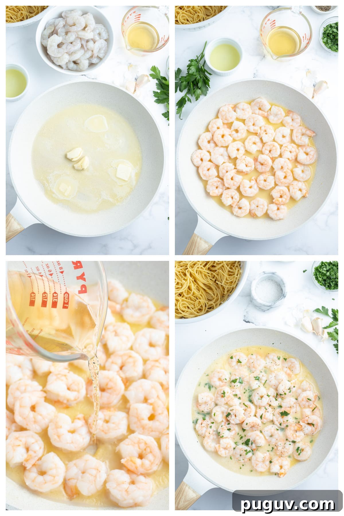 Shrimp Scampi process four photos for making shrimp scampi