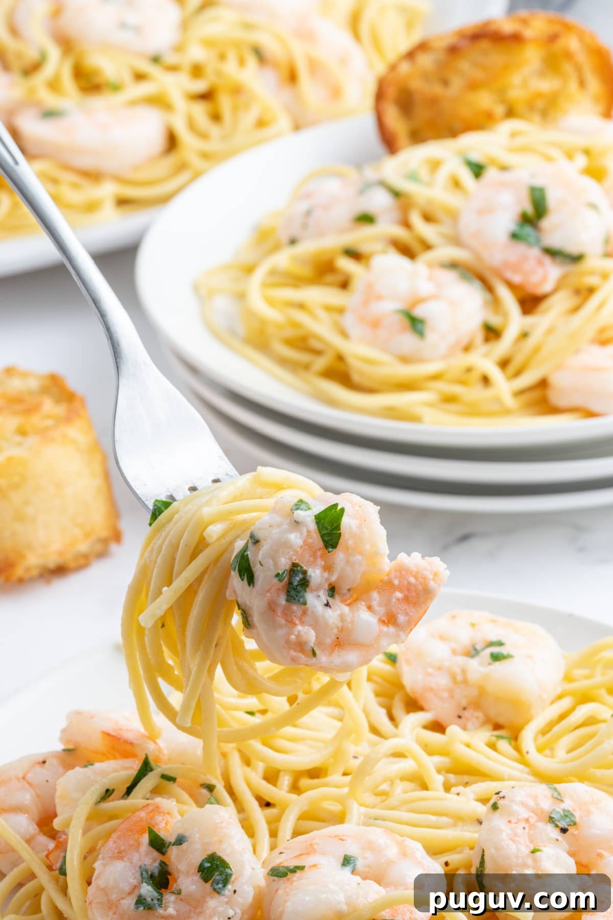 Forkful of Shrimp Scampi fork full of shrimp scampi with pasta