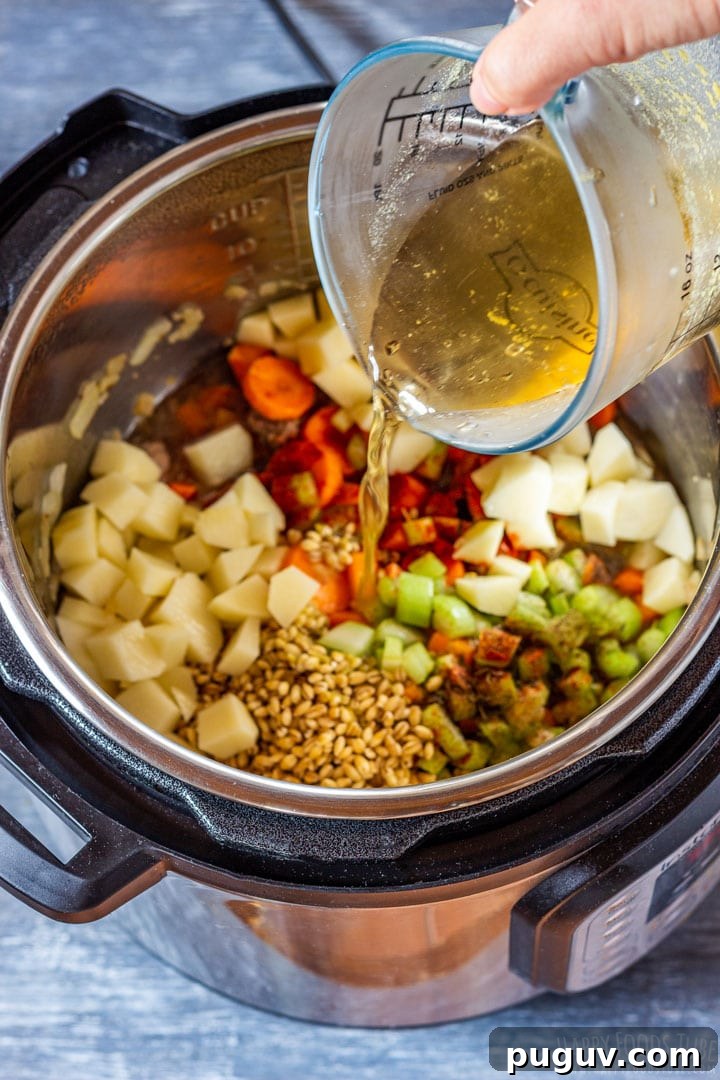 Making beef barley soup in instant pot