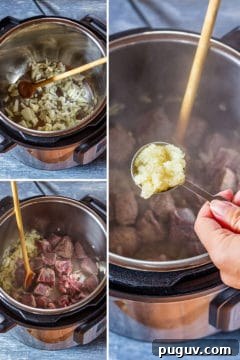 How to make beef barley soup in instant pot step 1