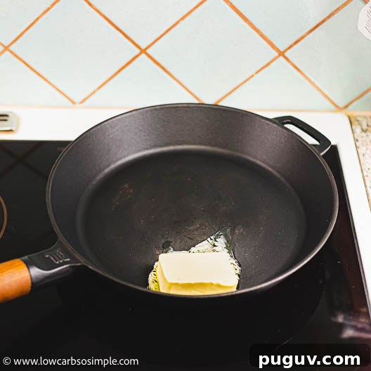 Keto Spanish Tortilla Made with Just 3 Ingredients 4 Butter in a Skillet | Low-Carb, So Simple