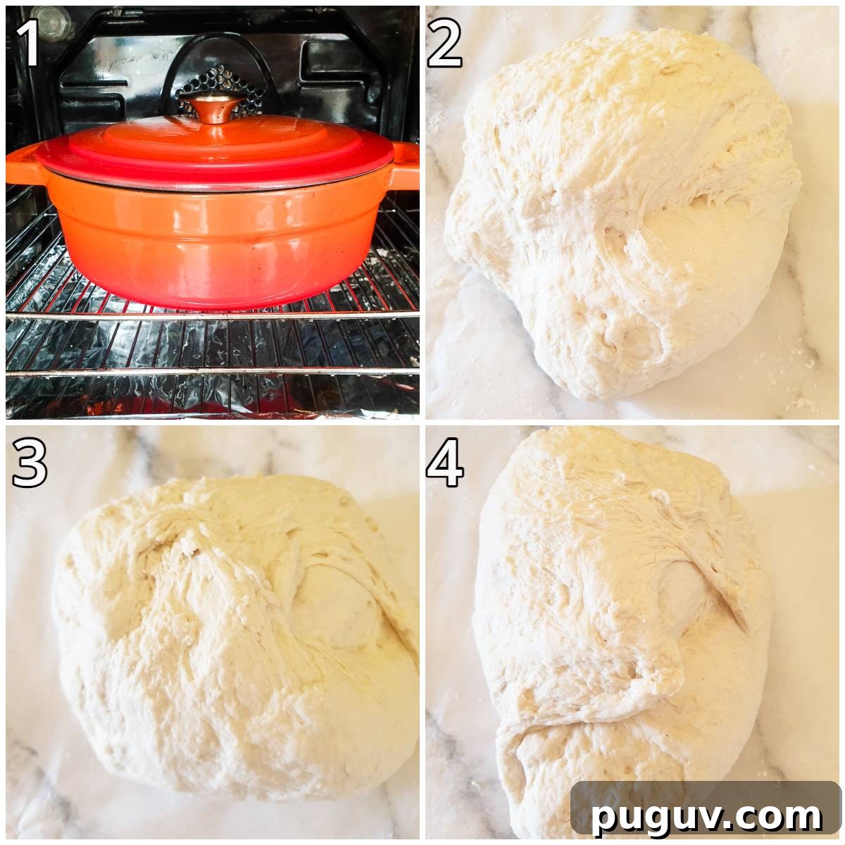 No-Knead Crusty Homemade Bread Recipe for Perfect Loaves 7 Steps for forming the dough.