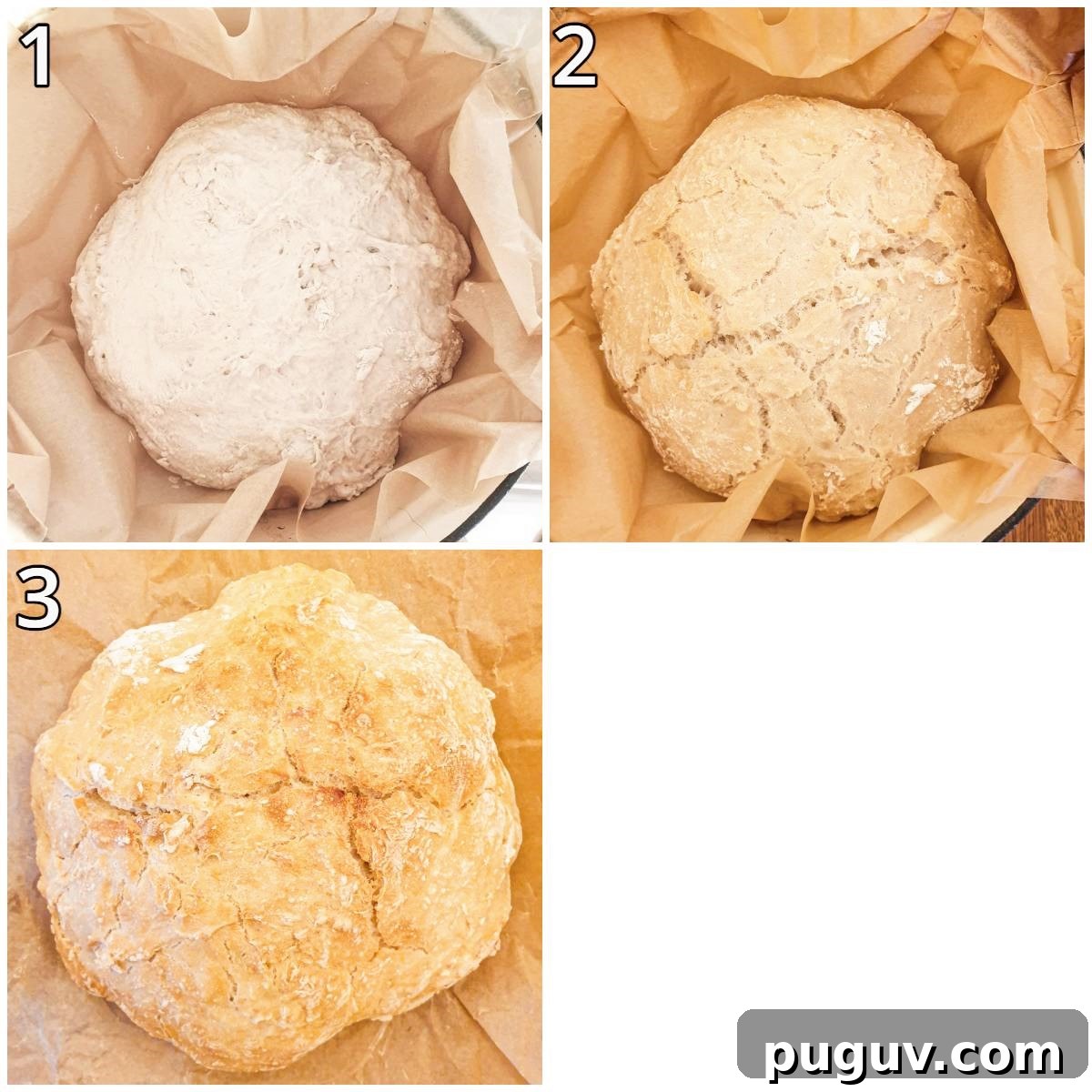 No-Knead Crusty Homemade Bread Recipe for Perfect Loaves 8 Steps for baking the crusty homemade bread in a dutch oven